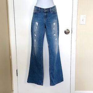 Guess Bootcut Distressed Jeans, Light Blue, Size 29